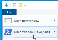 Where to find the Windos PowerShell file menu